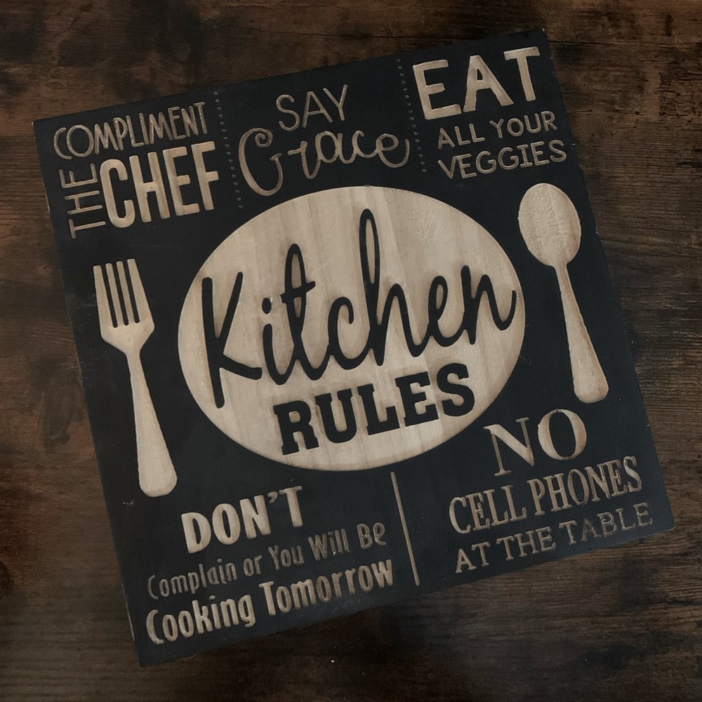 New Kitchen Rules wood sign